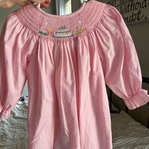 Girls 2T Long Sleeve Birthday Smocked Dress